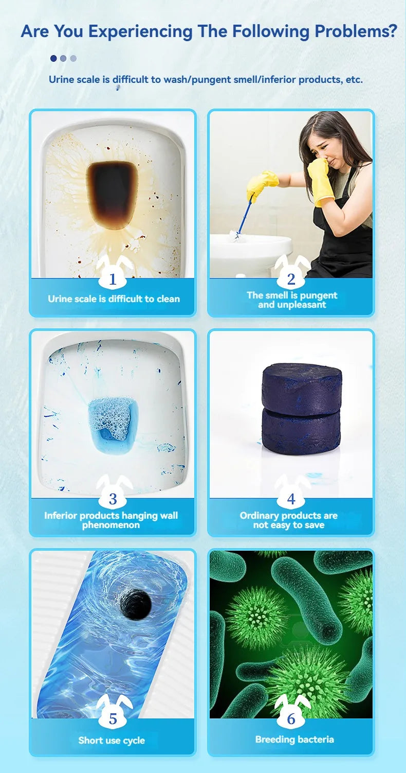 3/6/12 pcs, Toilet Bowl Cleaner Tablets, Automatic Toilet Tank Cleaners, for Deodorizing & Descaling, Long-Lasting Against Tough