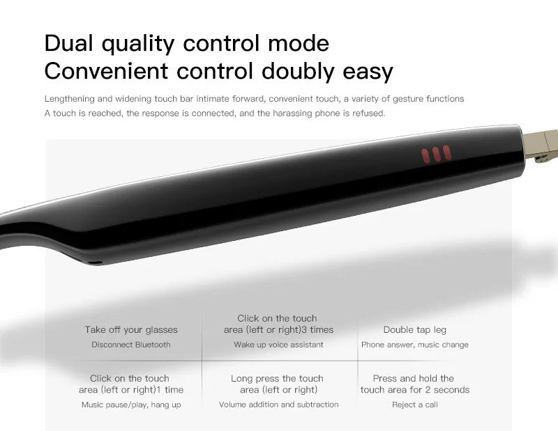 Bluetooth call music, AI translation voice assistant, touch sports sunglasses
